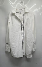 Load image into Gallery viewer, Chico's Womens White Black Collared Long Sleeve Button-Up Tunic Shirt Size 1
