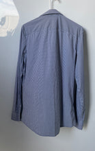 Load image into Gallery viewer, Zara Mens White Blue Striped Print Long Sleeve Slim Fit Button-Up Shirt Size M
