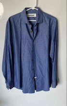 Load image into Gallery viewer, Tasso Elba Mens Blue Check Print Long Sleeve Button Front Dress Shirt L 16-16.5
