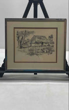 Load image into Gallery viewer, Vintage Framed Ink Drawing Signed Artwork Depicting A Rural Village Scene
