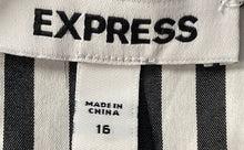 Load image into Gallery viewer, Express Womens White Black Striped Floral Embroidered Wrap Dress Size 16
