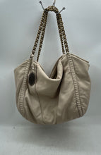 Load image into Gallery viewer, Elie Tahari Womens Beige Leather Chain Double Handle Zip Top Shoulder Bag
