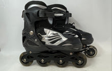 Load image into Gallery viewer, Dikashi Boys Blask Silver Lace-Up Adjustable Strap Inline Skates Size 8
