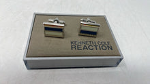 Load image into Gallery viewer, Kenneth Cole Reaction Mens Silver Stainless Steel Rectangular 2 Pcs Cufflinks
