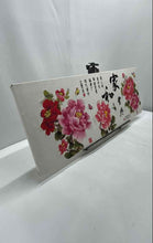 Load image into Gallery viewer, Cross-Stitch Embroidery Flower Portrait Art Piece Chinese Calligraphy
