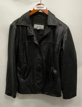 Load image into Gallery viewer, Wilsons Womens Black Leather Maxima Long Sleeve Button Front Jacket Size XL
