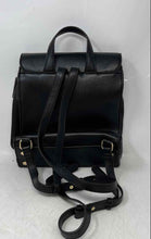 Load image into Gallery viewer, Alfani Womens Black Pebbled Leather Adjustable Strap Flap Circle Lock Backpack
