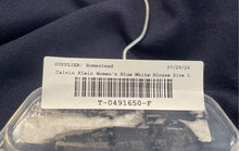 Load image into Gallery viewer, Calvin Klein Womens Blue White Short Sleeve Crew Neck Pullover T-Shirt Size L
