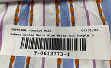 Load image into Gallery viewer, Robert Graham Mens Blue White And Purple Striped Button-Up Shirt Size Medium
