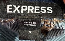 Load image into Gallery viewer, Express Womens Blue Denim Sweetheart Neckline Fit &amp; Flare Dress Size 4 With Tag
