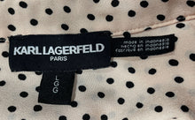 Load image into Gallery viewer, Karl Lagerfeld Womens Pink Black Polka Dot Long Sleeve Ruffle Blouse Top Size L
