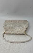 Load image into Gallery viewer, Unbranded Womens White Beaded Lined Flap Over Mini Top Handle Bag
