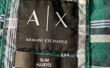 Load image into Gallery viewer, Armani Exchange Mens Green Plaid Print Long Sleeves Button-Up Shirt Size M
