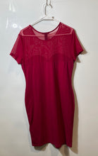 Load image into Gallery viewer, H&amp;M Womens Red Short Sleeve Mesh Crew Neck Studded Evening Bodycon Dress Size L

