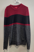 Load image into Gallery viewer, Guess Mens Red Black Gray Colorblock Cotton Long Sleeve Pullover Sweater Size S
