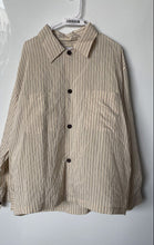 Load image into Gallery viewer, Zara Mens Ivory Striped Print Long Sleeve Chest Pockets Button-Up Shirt Size XL
