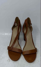 Load image into Gallery viewer, Aldo Womens Brown Leather Open Toe Block Ankle Strap Heels Size 8.5
