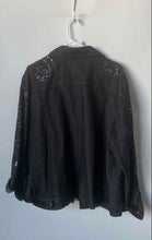 Load image into Gallery viewer, Victor Costa Womens Black Intricate Embroidered Sequin Denim Jacket Size 1X
