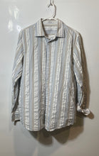 Load image into Gallery viewer, Calvin Klein Mens Multicolor Striped Cotton Long Sleeve Button-Up Shirt Size M
