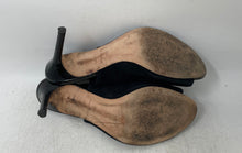 Load image into Gallery viewer, Cole Haan Womens Nene Black Suede Peep Toe Stiletto Slingback Heels Size 8.5 B
