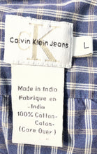 Load image into Gallery viewer, Calvin Klein Mens Blue Plaid Short Sleeve Chest Pocket Button-Up Shirt Size L
