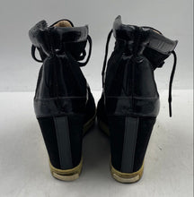 Load image into Gallery viewer, Authentic Jimmy Choo Womens Panama Black Wedge Sneakers Shoes EUR 39.5 Damaged
