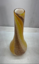 Load image into Gallery viewer, Murano Brown Yellow Striped Hand-Blown Glass Home Decorative Bud Vase
