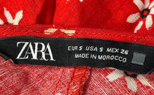 Load image into Gallery viewer, Zara Womens Red Long Sleeve Front Self-Tie Cropped Blouse Top Size Small
