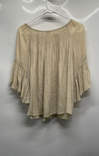 Load image into Gallery viewer, Chico's Womens Beige Bell Sleeve Smocked Off-The-Shoulder Blouse Top Size 0
