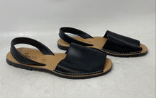 Load image into Gallery viewer, Sevillas Womens Black Leather Peep Toe Slip-On Slingback Sandals Size EU 39
