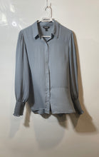 Load image into Gallery viewer, Express Womens Gray Long Sleeve Collared Regular Fit Button-Up Shirt Size L
