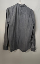 Load image into Gallery viewer, Calvin Klein Mens Black Gray Striped Long Sleeve Slim Fit Button-Up Shirt Size L
