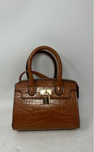 Load image into Gallery viewer, Unbranded Womens Brown Croc Embossed Shoulder Strap Top Handle Mini Satchel Bag
