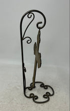 Load image into Gallery viewer, Silver-Tone Company Metal Religious Decor Crossed Crucifix With Stand Ornate
