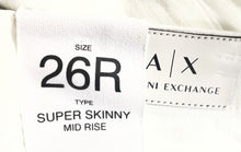 Load image into Gallery viewer, Armani Exchange Womens White Denim Mid-Rise Super Skinny Jeans Sz 26R With Tags
