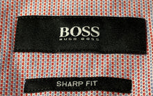 Load image into Gallery viewer, Hugo Boss Mens Pink Geometric Print Cotton Long Sleeve Dress Shirt Sz 15.5 32/33
