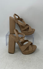 Load image into Gallery viewer, Via Marte Womens Light Brown Open Toe High Block Platform Heels Size 7
