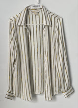 Load image into Gallery viewer, Michael Kors Womens White Chain Link Printed Long Sleeve Button-Up Shirt Size L
