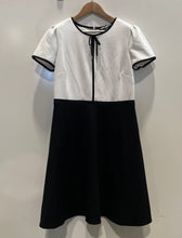 Load image into Gallery viewer, Karl Lagerfeld Womens White &amp; Black Colorblock Short Sleeve A-Line Dress Size M
