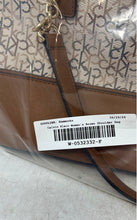 Load image into Gallery viewer, Calvin Klein Womens Brown Beige Signature Print Leather Double Handle Tote Bag
