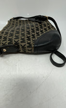 Load image into Gallery viewer, Michael Kors Womens Black Beige Monogram Print Zipper Crossbody Handbag
