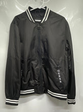 Load image into Gallery viewer, Guess Mens Black Long Sleeve Pockets Full-Zip Varsity Jacket Size Large
