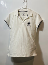Load image into Gallery viewer, Beverly Hills Polo Club Womens White Short Sleeve Collared Polo Shirt Size L
