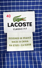 Load image into Gallery viewer, Lacoste Mens Blue Check Print Long Sleeve Classic Fit Dress Shirt Size 40
