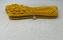 Load image into Gallery viewer, Banana Republic Womens Yellow Velvet Crafted Flower Inner Pocket Clutch Bag

