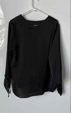 Load image into Gallery viewer, Michael Kors Womens Black Satin Long Sleeve V-Neck Blouse Top Size Large

