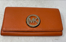 Load image into Gallery viewer, Michael Kors Womens Fulton Carryall Orange Leather Inner Divider Bifold Wallet
