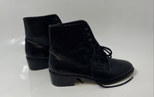 Load image into Gallery viewer, Dolcis Womens Black Leather Block Heel Lace-Up Ankle Boots Size 6.5M
