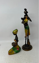 Load image into Gallery viewer, Set Of 2 Pieces Multicolor Home Decorative African Tribal Woman Statue
