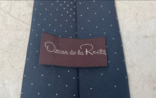 Load image into Gallery viewer, Oscar De La Renta Mens Blue Dotted Print Keeper Loop Adjustable Pointed Tie
